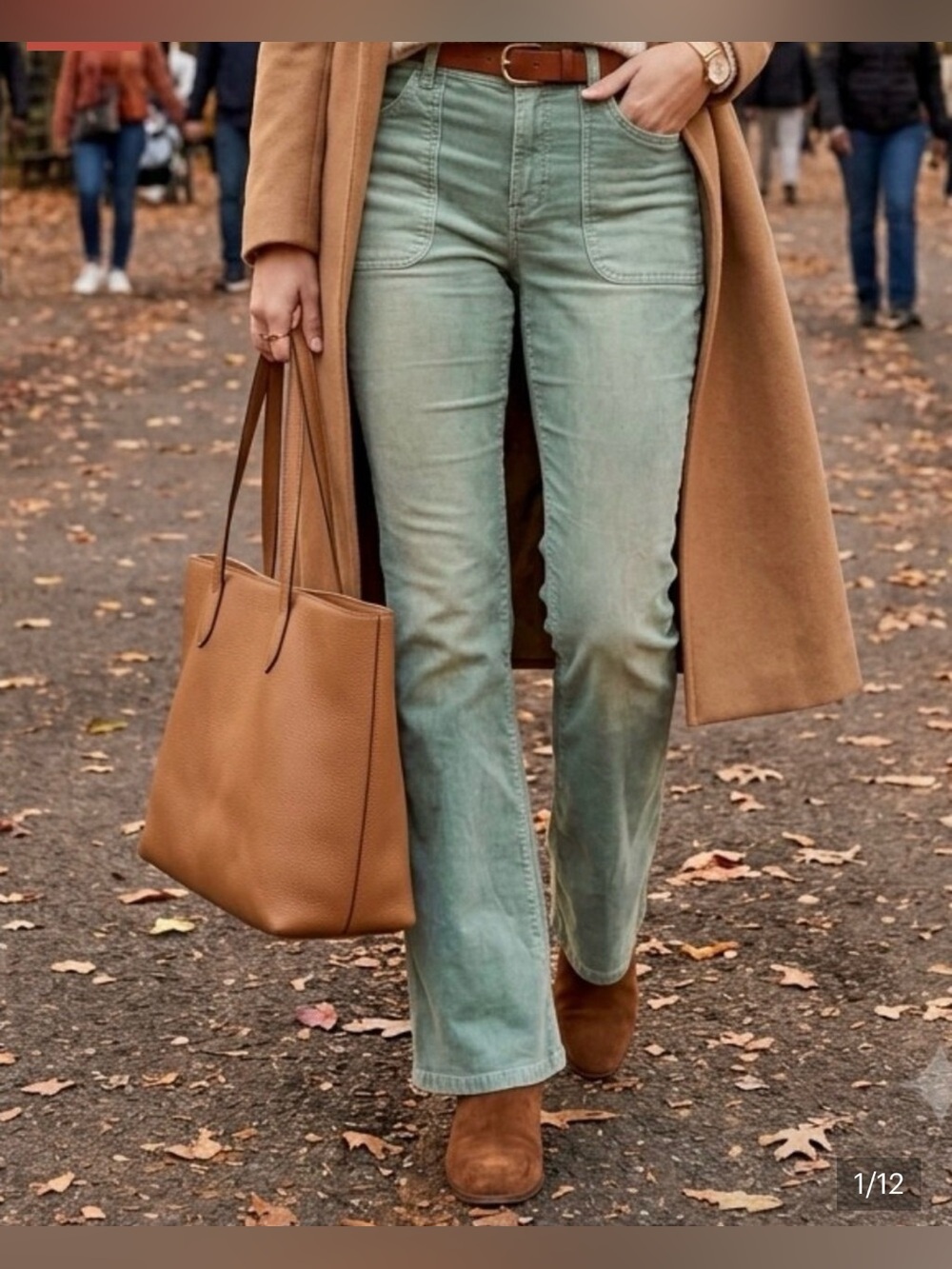 Pilcro by Anthropologie The Icon Sage Green Flare Corduroy Pants Size 28